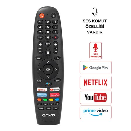 (SES KOMUTLU) ONVO-PROFİLO-SABA NETFLIX-YOUTUBE-GOOGLE PLAY-PRIME VIDEO TUŞLU   LCD-LED TV KUMANDA