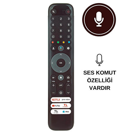 TCL RC833 GUB1 NETFLIX-PRIME VIDEO-YOUTUBE -TL CHANNEL -TL HOME WEB  TUŞLU SES KOMUTLU LCD-LED TV KUMANDASI