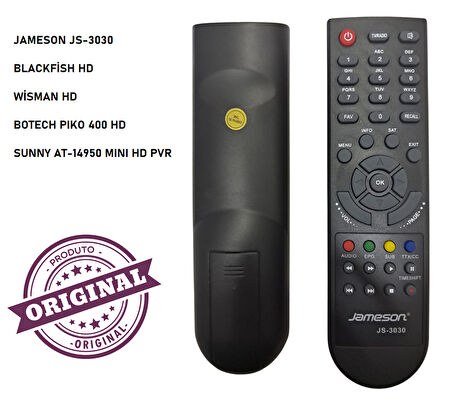 (ORJİNAL ) JAMESON JS-3030 - SUNNY AT-14950 MINI HD PVR - WİSMAN HD - BOTECH PIKO 400 HD - BLACKFİSH HD -UYDU KUMANDASI
