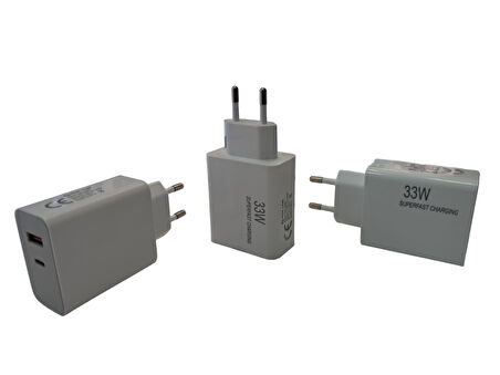 FOR LINE Usb+Type-c Girişli 33w PD Şarj Cihazı, Adaptörü