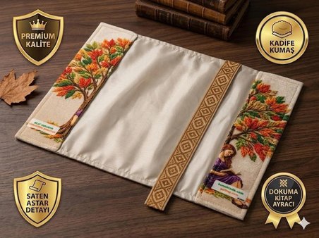 OKUYAN KADIN KADİFE KİTAP KILIFI- PREMİUM KALİTE- (SATEN ASTARLI, DOKUMA AYRAÇLI, ÇİFT DİKİŞLİ DAYANIKLI TASARIM)