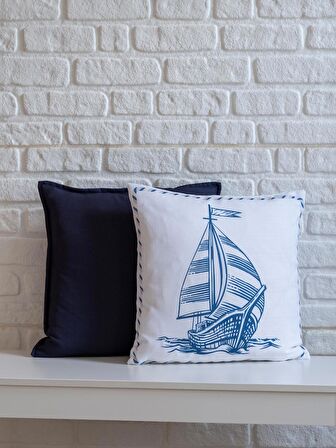 Lacivert Kulaklı 45x45 Kare Kırlent Kılıfı