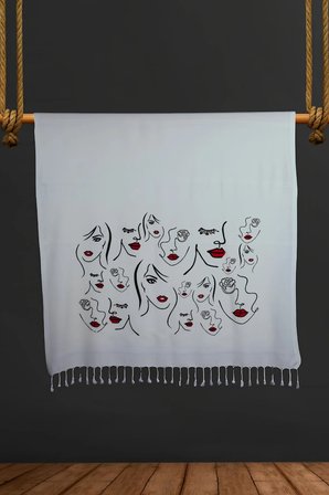 Müslin Pamuklu Peştamal Plaj Havlusu Desenli Püsküllü Hafif ve Hızlı Kuruyan Peştamal