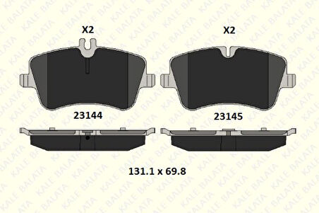 Mercedes Fren Balatası On W202 93>00 W203 00>07 Cl203 02>08 C209 02>09 R171 04>11 - Kale B 23144 198 15 Msh