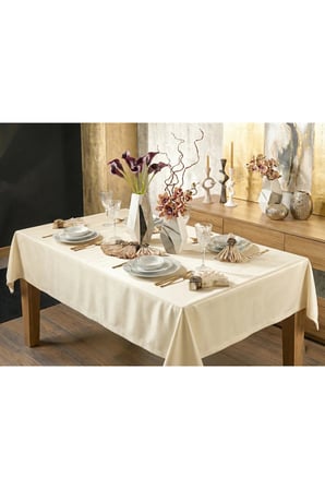 Kristal Monoray Kumaş Bej Sofra Takımı 8 Kişilik 160x220 Cm 17 Prç. 728