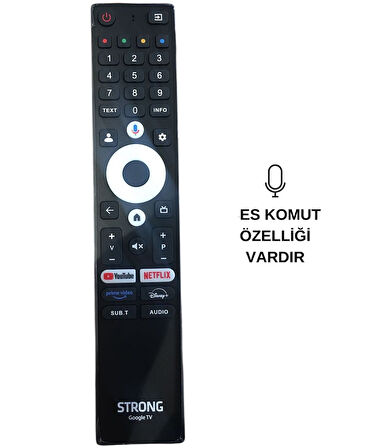 (SES KOMUTLU) STRONG - PROFİLO GOOGLE TV NETFLIX - YOUTUBE - PRIME VIDEO - DISNEY+ TUŞLU SES KOMUTLU LCD-LED TV KUMANDA