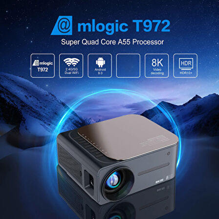 LED 8K LCD LED Projeksiyon 8K Desteği 4K 1080p Çözünürlük Android 9 TV 5G Wi-Fi Bluetooth 5.0 12000 Lümen 300