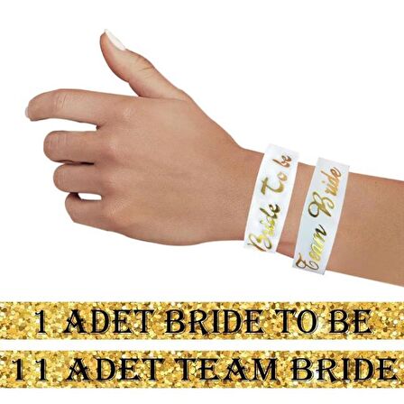 Bekarlığa Veda Partisi Bride To Be Ve Team Bride Temalı Deri Bileklik 12 Adet - Gold