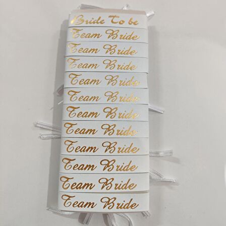 Bekarlığa Veda Partisi Bride To Be Ve Team Bride Temalı Deri Bileklik 12 Adet - Gold