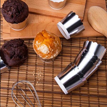 Gümüş (Gri) Renk Cupcake (Muffin) Kabı (12 Adet)