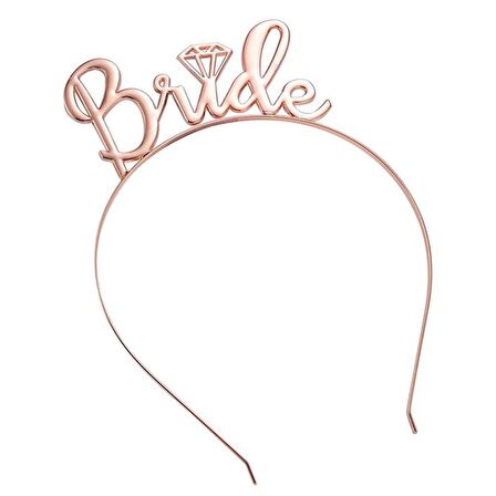 Bride Tek Taş Metal Bekarlığa Veda Partisi Taç - Rose Gold