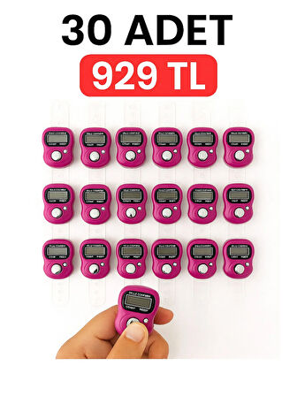 30 ADET Pembe – Dijital Parmak Tipi Yüzük Tesbih, Namaz Zikir Sayacı