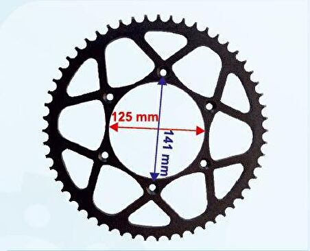 KTM CR125-250-KX-KTM ARKA DİŞLİ 520-56T İÇ 125X6 DELİKLİ IND