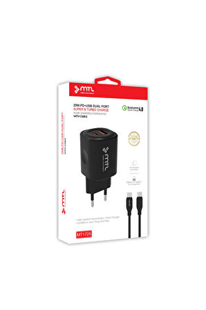 Samsung Galaxy S21 Plus 5G Uyumlu PD Type-C to Type-C ve USB Çift Giriş 25W Şarj Seti MT1725