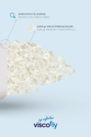 Visco Parçacıklı Klasik Yastık - 57 x 40 x 12 cm -  1200 gr İç Dolgulu