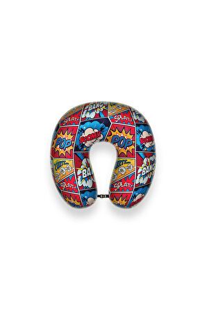 Visco Ortopedik Seyahat Yastığı- Boyun Yastığı- 30*30*10 cm - % 100 Visco İç Dolgu - Karikatür Desen
