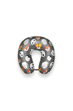 Visco Ortopedik Seyahat Yastığı- Boyun Yastığı - 30*30*10 cm- % 100 Visco İç Dolgu - Sevimli Dostlar