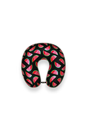 Visco Ortopedik Seyahat Yastığı- Boyun Yastığı - 30*30*10 cm- % 100 Visco İç Dolgu - Karpuz Desen