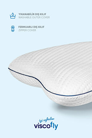 Visco Horlama Azaltıcı Ortopedik Yastık -  50 cm * 40 cm * 12 cm - % 100 Visco 1000 Gr iç Dolgu