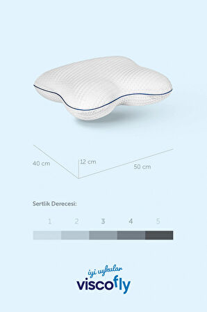 Visco Horlama Azaltıcı Ortopedik Yastık -  50 cm * 40 cm * 12 cm - % 100 Visco 1000 Gr iç Dolgu