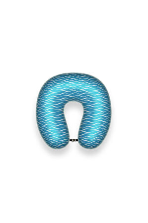Visco Ortopedik Seyahat Yastığı - Boyun Yastığı - 30 * 30 * 10 cm - % 100 Visco İç Dolgu- Pool Desen