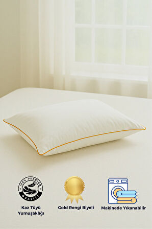 Gold Rengi Biyeli Nanojel Yastık 1100 gram 50x70 cm 1 adet, Lüks Otel Yastığı