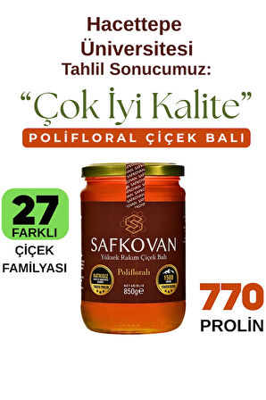 850g Yeni Sezon Yüksek Rakım Şekersiz Poliflora Çiçek Balı 770 Prolin