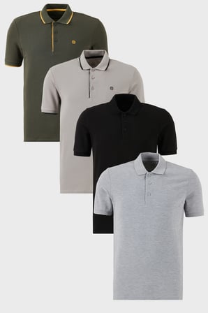 Buratti Pamuklu Regular Fit Düğmeli Polo Yaka 4'lü Paket T Shirt Erkek POLO YAKA T SHİRT 590211827S4