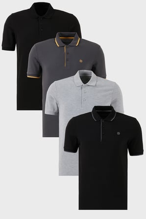 Buratti Pamuklu Regular Fit Düğmeli Polo Yaka 4'lü Paket T Shirt Erkek POLO YAKA T SHİRT 590211827S4