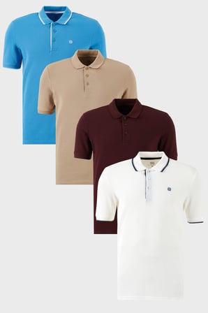 Buratti Pamuklu Regular Fit Düğmeli Polo Yaka 4'lü Paket T Shirt Erkek POLO YAKA T SHİRT 590211827S4