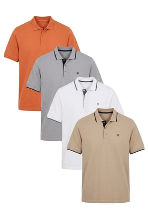 Buratti Pamuklu Regular Fit Düğmeli Polo Yaka 4'lü Paket T Shirt Erkek POLO YAKA T SHİRT 590211827S4