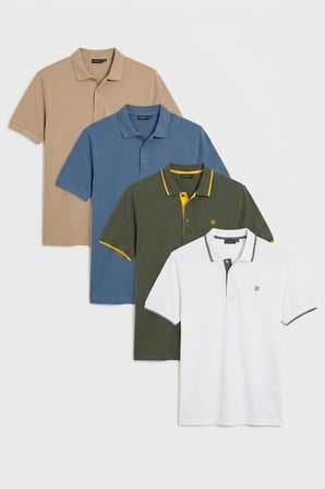 Buratti Pamuklu Regular Fit Düğmeli Polo Yaka 4'lü Paket T Shirt Erkek POLO YAKA T SHİRT 590211827S4