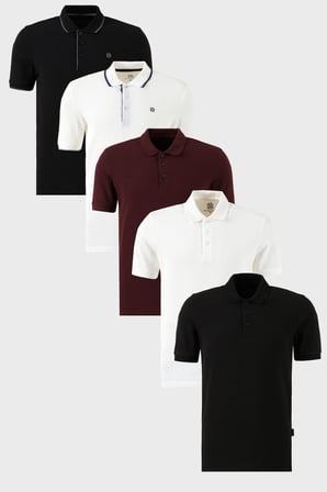 Buratti Pamuklu Regular Fit Düğmeli Polo Yaka 5'li Paket T Shirt Erkek T SHİRT 590211827S5