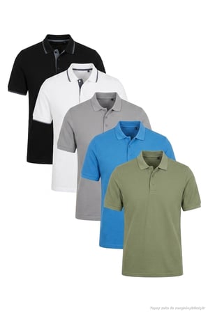 Buratti Pamuklu Regular Fit Düğmeli Polo Yaka 5'li Paket T Shirt Erkek T SHİRT 590211827S5