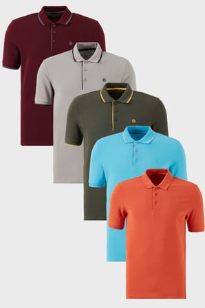 Buratti Pamuklu Regular Fit Düğmeli Polo Yaka 5'li Paket T Shirt Erkek T SHİRT 590211827S5