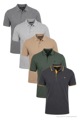 Buratti Pamuklu Regular Fit Düğmeli Polo Yaka 5'li Paket T Shirt Erkek T SHİRT 590211827S5