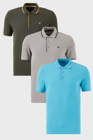Buratti Pamuklu Slim Fit Şerit Detaylı Düğmeli Polo Yaka 3'lü Paket T Shirt Erkek T SHİRT 5902118S3