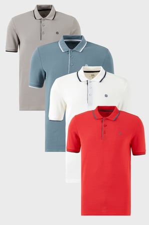 Buratti Pamuklu Slim Fit Şerit Detaylı Düğmeli Polo Yaka 4'lü Paket T Shirt Erkek T SHİRT 5902118S4