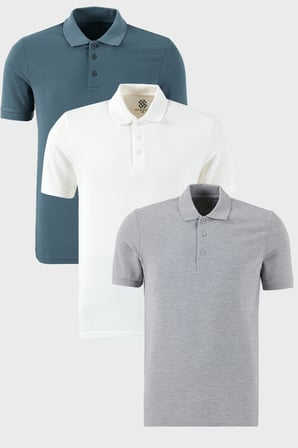 Buratti Pamuklu Regular Fit Düğmeli Polo Yaka 3'lü Paket T Shirt Erkek T SHİRT 5902127S3