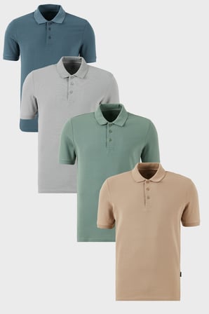 Buratti Pamuklu Regular Fit Düğmeli Polo Yaka 4'lü Paket T Shirt Erkek T SHİRT 5902127S4