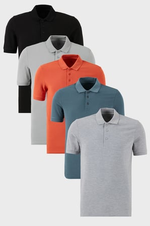 Buratti Pamuklu Regular Fit Düğmeli Polo Yaka 5'li Paket T Shirt Erkek T SHİRT 5902127S5