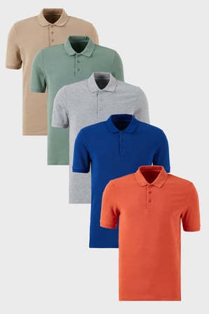 Buratti Pamuklu Regular Fit Düğmeli Polo Yaka 5'li Paket T Shirt Erkek T SHİRT 5902127S5