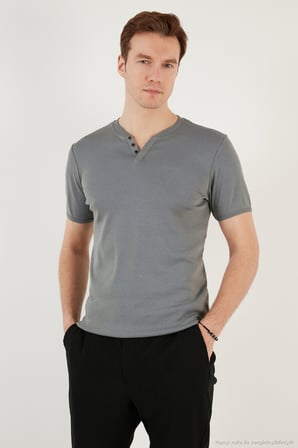 Buratti Pamuklu Düğme Detaylı Slim Fit V Yaka 3'lü Paket T Shirt Erkek T SHİRT 5902122S3