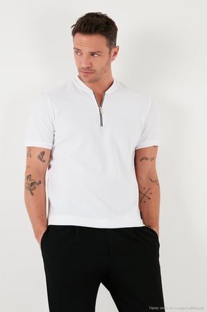 Buratti Pamuklu Regular Fit Yarım Fermuarlı Kolej Yaka 3'lü Paket T Shirt Erkek T SHİRT 5902653S3