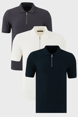 Buratti Pamuklu Regular Fit Yarım Fermuarlı 3'lü Paket Polo Yaka T Shirt Erkek POLO YAKA T SHİRT 5902434S3