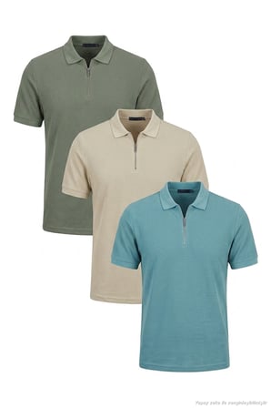 Buratti Pamuklu Regular Fit Yarım Fermuarlı 3'lü Paket Polo Yaka T Shirt Erkek POLO YAKA T SHİRT 5902434S3