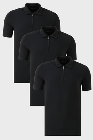 Buratti Streç Pamuklu Regular Fit Yarım Fermuarlı 3'lü Paket Polo Yaka T Shirt Erkek POLO YAKA T SHİRT 5902972S3