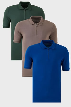 Buratti Pamuklu Regular Fit Yarım Fermuarlı 3'lü Paket Polo Yaka T Shirt Erkek POLO YAKA T SHİRT 5903008S3