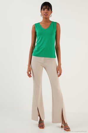 Lela Slim Fit V Yaka Kalın Askılı 2' li Paket Bluz Bayan BLUZ 5864384S2