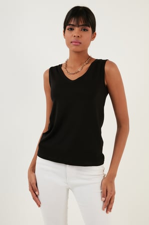 Lela Slim Fit V Yaka Kalın Askılı 2' li Paket Bluz Bayan BLUZ 5864384S2